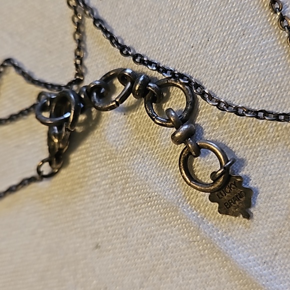 Lucky Brand Antiqued Cross Flower Crystals Pendant Necklace - Picture 3 of 5